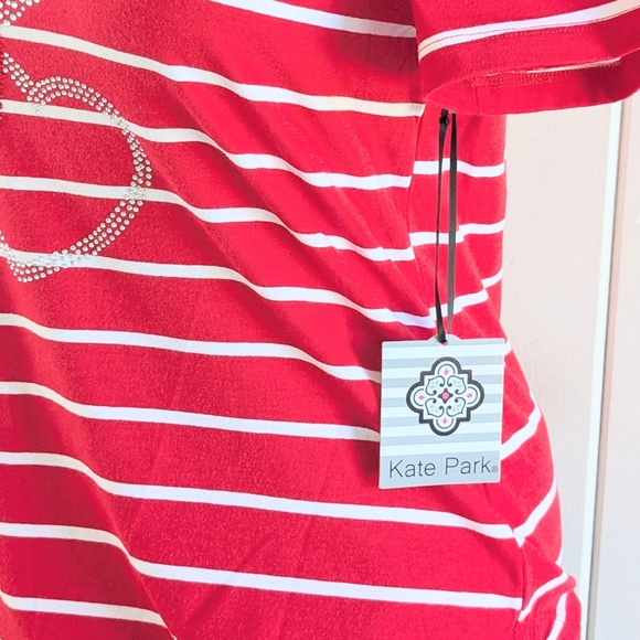 ❤️Kate Park Striped Heart Bling Tee NWT size pet. M - Picture 6 of 11